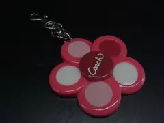 ■美品■ COACH コーチ フラワー バッグチャーム キーホルダー キーリング ピンク系 DJ6827