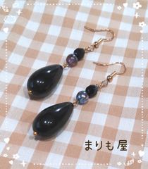 おおぶり黒雫ピアス