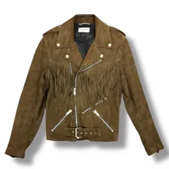 希少 イヴサンローラン スウェード レザージャケット グリーン ゴールド 金 M 希少 イヴサンローラン スウェード レザージャケット グリーン