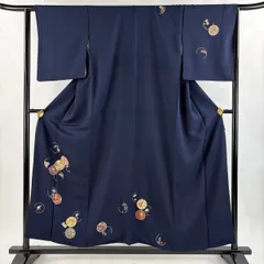 正絹 ペールカラー 紋意匠 刺繍 宝尽くし袷 飛び柄小紋 裄丈長めサイズ