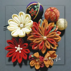 ☆再販☆【つまみ細工・和玉髪飾り】和装/振袖/袴/卒業式/成人式/七五三/玉かんざし/ちりめん玉