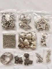 大容量　シルバーパーツ　シルバービーズ　詰め合わせ　まとめ売り