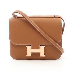 エルメス HERMES ショルダーバッグ コンスタンス3 ミニ  ゴールド レザー コンスタンス3ミニ ゴールド レディース 未使用