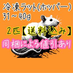 【送料込み】国産冷凍ラットホッパーサイズ×2匹(31g〜40g)