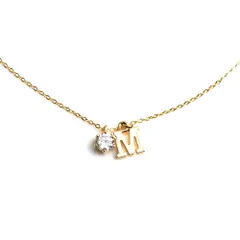 【ゴールド × M】[Cream dot. クリームドット公式] ネックレス レディース イニシャル ジルコニア アジャスター 繊細 プチ シンプル 上品 ブランド アクセサリー プレゼント 大人 ショート 女性 のサムネイル