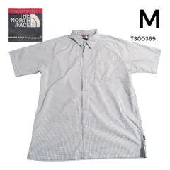 THE NORTH FACE 古着前開きチェック柄半袖シャツ M グリーン