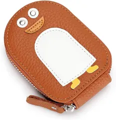 Honesty Mouth カードケース レディース 子供 大容量 薄型 本革 レザー じゃばら かわいい ペンギン キャラクター カード入れ ミニ財布 小銭入れ(05:ブラウン)