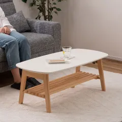 AAZ1044430 棚付フォールディング テーブル ローテーブル センターテーブル 幅90cm 折りたたみ式 折り畳み式 おしゃれ 北欧 収納 棚付き 木製 天然木 ウッド コンパクト 小さめ 小さい シンプル