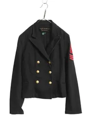 【お得なクーポン配布中!】 00s ラルフローレン ダブルブレスト テーラード ジャケット レディース L オールド ストレッチ コットン ミリタリー タイプ ショート丈 黒