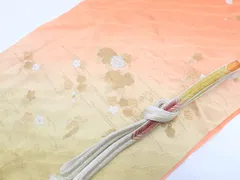 【一輝堂】【着物】和装小物　帯締め帯揚げセット　帯締　帯揚　金彩花文　平組　金糸　25w04-5155