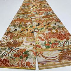 丸帯 アンティーク ヴィンテージ 全通 金帯 414cm 花嫁衣装 貸衣装 中古 リサイクル 結婚式 婚礼 着付け 舞台 きもの 着物 4120