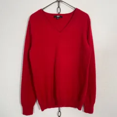 UNIQLO カシミヤ100% Vネックニットセーター レッド 赤 M ユニクロ