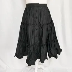 #anc アルバロッサ インポートロッサ ALBA ROSSA import Rossa スカート 42 黒 光沢 ティアード フリル 大きいサイズ レディース [943978]