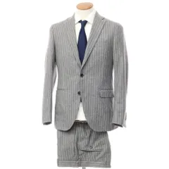 【中古】ボリオリ BOGLIOLI フラノウール ストライプ 3つボタンスーツ グレーxホワイト【サイズ46】【メンズ】のサムネイル