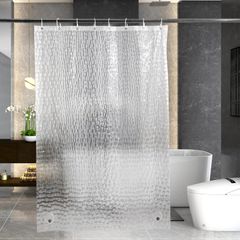 [재고 처분] 샤워 커튼 반투명 폭 120cm 길이 160cm 목욕 커튼 3D 워터 큐브 입체 가공 OTraki 프라이버시 보호 눈가리개 욕실 커튼 EVA 소재 방곰팡이 방수 링 부속 Shower curtain 설치 간단 간 구분 버스