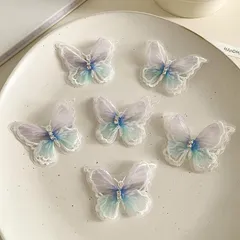 YANHUILAY 蝶 ヘアクリップ ヘアピン【6本セット】レース 蝶 可愛い 閃光を放つ 髪飾り 髪留め おしゃれ 人気 ヘアアクセサリー パーティー 発表会 誕生日 結婚式 レディース 0