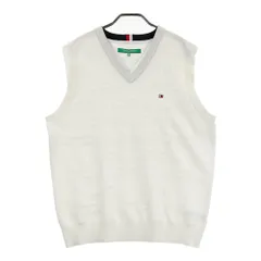 サイズ：XL TOMMY HILFIGER GOLF トミー ヒルフィガーゴルフ  ウール混 Vネック ニットベスト 総柄 ホワイト系 [240101450727] ゴルフウェア メンズ ストスト