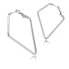 【菱形ピアス 幅2.0mm 色：シルバー 1ペア】[Adelina Style] フープピアス 人気 大きめ リングピアス レディース シンプル サージカルステンレス 金属アレルギー対応 男女 両耳 プレゼント