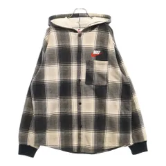 SUPREME (シュプリーム) 18AW ×NIKE Plaid Hooded Sweatshirt AR5572-010 ナイキ プレイドフーデッドスウェットシャツ チェックシャツパーカー ジャケット ブラック/ホワイト
