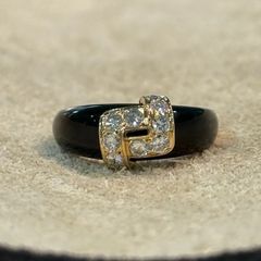 ヴァンクリーフ＆アーペル 18Kt オニキス ダイヤ0.45ct リング