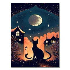 ☆ 2170×四角ビーズ ☆ ダイヤモンドアート ダイヤモンドアート キット ダイアモンドアート 月 猫 キットセット ダイヤモンド絵画 ツールセット ダイヤモンドペインティング ビーズアート ツール ビーズ おしゃれ 可愛い かわいい オシャレ 手芸