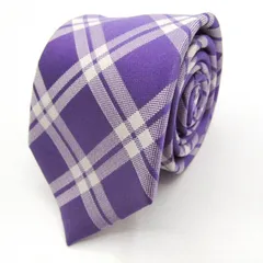 オリヒカ ブランド ネクタイ チェック柄 格子柄 シルク PO  メンズ パープル ORIHICA 【中古】