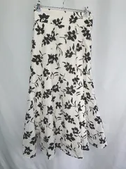 ◇ one after another NICE CLAUP 花柄 ロング丈 フレア スカート サイズF ホワイト系 レディース E  【1408060065431】