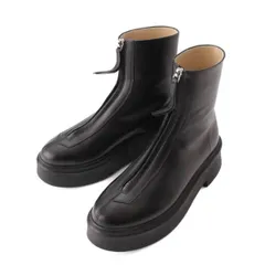 ザロウ　Zipped Boot 1 レザー ショート ジップ ブーツ ブラック ※傷ありのサムネイル