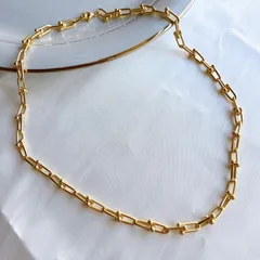 【サージカルステンレス】ゴールドリンクチェーンのネックレス　40〜50cm 長さ変更追加可能◎