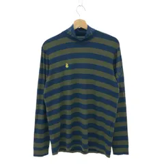 PEARLY GATES パーリーゲイツ ハイネック長袖カットソー サイズ:7 ゴルフウェア/ボーダー 053-0166103   ネイビー/カーキ メンズ / 240002231632