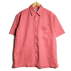 00's オールドネイビー リネン×コットン ボックスシャツ 半袖 (S)ピンク系 2001年製 00年代 旧タグ オールド GAP ギャップ OLD NAVY Y2K　アメリカ古着 USED  ビンテージ ヴィンテージ