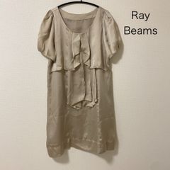 AB0533 Ray Beams サテン調ワンピース 半袖 ベージュ 春夏秋冬