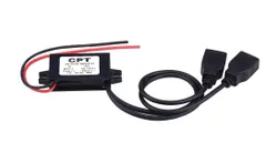 【在庫処分】12vから5v変換、1 * DC12VからDC5Vへのコンバータモジュール、車用電力変換器 12V→5Vデュアル USB充電器アダプター コンバータ モジュール 3A DC 12VにDC 5V変換 acアダプター自動車用オートバイ充電用）-2(上