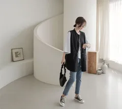 ベスト レディース 前開き カーディガン トップス ノースリーブ ジャケット アウター 薄手 トップス ロングベスト 仕事 通勤 オフィスカジュアル フォーマル Fw9h637