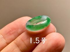 L12-198 ピンキーリング 氷種 陽緑 1.5号 天然グアテマラ産 A貨 本翡翠 くりぬき リング