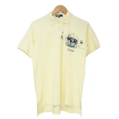 ポロ バイ ラルフローレン Polo by Ralph Lauren 美品 ヴィンテージ ポロシャツ 半袖 ダメージ加工 ポニー ワンポイント刺? キッズ 男の子 160 子供服 プリント 黄色 IBO53 X