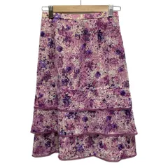 ROCHAS(ロシャス) スカート サイズ9 M レディース美品  - ピンク×パープル×マルチ ひざ丈/レース