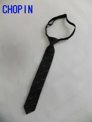 未使用品 ショパン 男女共用  「ショパン」子ども用ネクタイ ワンタッチタイプ シルバードット柄 ブラック系
