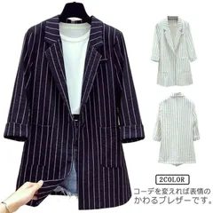  テーラードジャケット レディース サマー ロング丈 通勤 アウター コート 面接 ジャケット ボーダー柄 七分袖 フォーマル ビジネス 謝恩会 カジュアル 春 夏 大きいサイズ 薄手 ブラック ジャ#cjfj29162