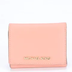 美品 マイケルコース レザー 三つ折り 財布 コンパクト ウォレット 本革 ピンク レディース MMM BZ9-8【中古】