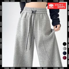 スウェットパンツ レディース ロングパンツ ウエストゴム ワイドパンツ ハイウエスト リラックスパンツ ゆったり ストレートパンツ カジュアル 楽ちん イージーパンツ 脚長見せ ボトムス 無地 細見え シンプル アウトドア スポーツ 24BDMS-006
