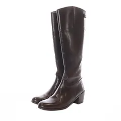 オデットエオディール Odette e Odile アローズ ロングブーツ チャンキーヒール アーモンドトゥ レザー 22.5cm 茶 ブラウン /SB ■OS