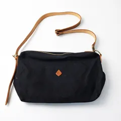 日本製 クレドラン CLEDRAN レザー紐 キャンバスショルダーバッグ ブラック/肩掛け クロスボディ【2400014381016】