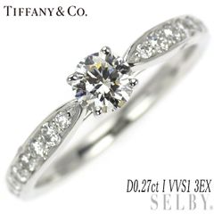 ティファニー Pt950 ダイヤモンド リング 0.27ct I VVS1 3EX ハーモニーハーフサークル