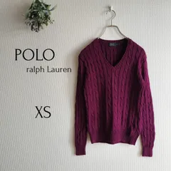 【POLO RALPHLAUREN ポロラルフローレン】　パープル系　XS　セーター　ニット　Ｖネック　ケーブル編み　長袖　トップス　