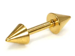 ボディピアス 16G ストレートバーベル コーンヘッド(ゴールド)(ヘッド3mm) 【100】