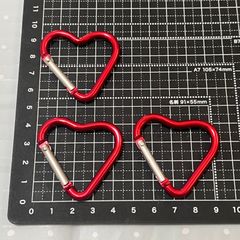 【訳あり】ハート型 カラビナ レッド3個