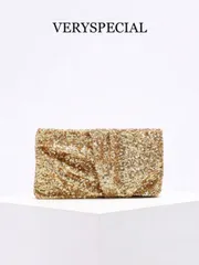 バッグ レディース クラッチバッグ 1個 輝くゴールドのスパンコール プリーツクラッチバッグ、ユニークなデザイン、メタリックな光沢、ミニマリストスタイルのイブニングバッグ パーティーに、ロングドレスに合います