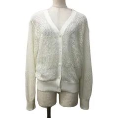 ロペピクニック ROPE Picnic カーディガン ニット Vネック レース編み 透かし編み クロシェ 長袖 38 白 ホワイト