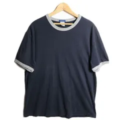 00's オールドネイビー コットン リンガー Tシャツ 半袖 (L) 紺×霜降り灰 無地 00年代 旧タグ オールド ギャップ GAP 2005年製 Y2K　アメリカ古着 USED  ビンテージ ヴィンテージ